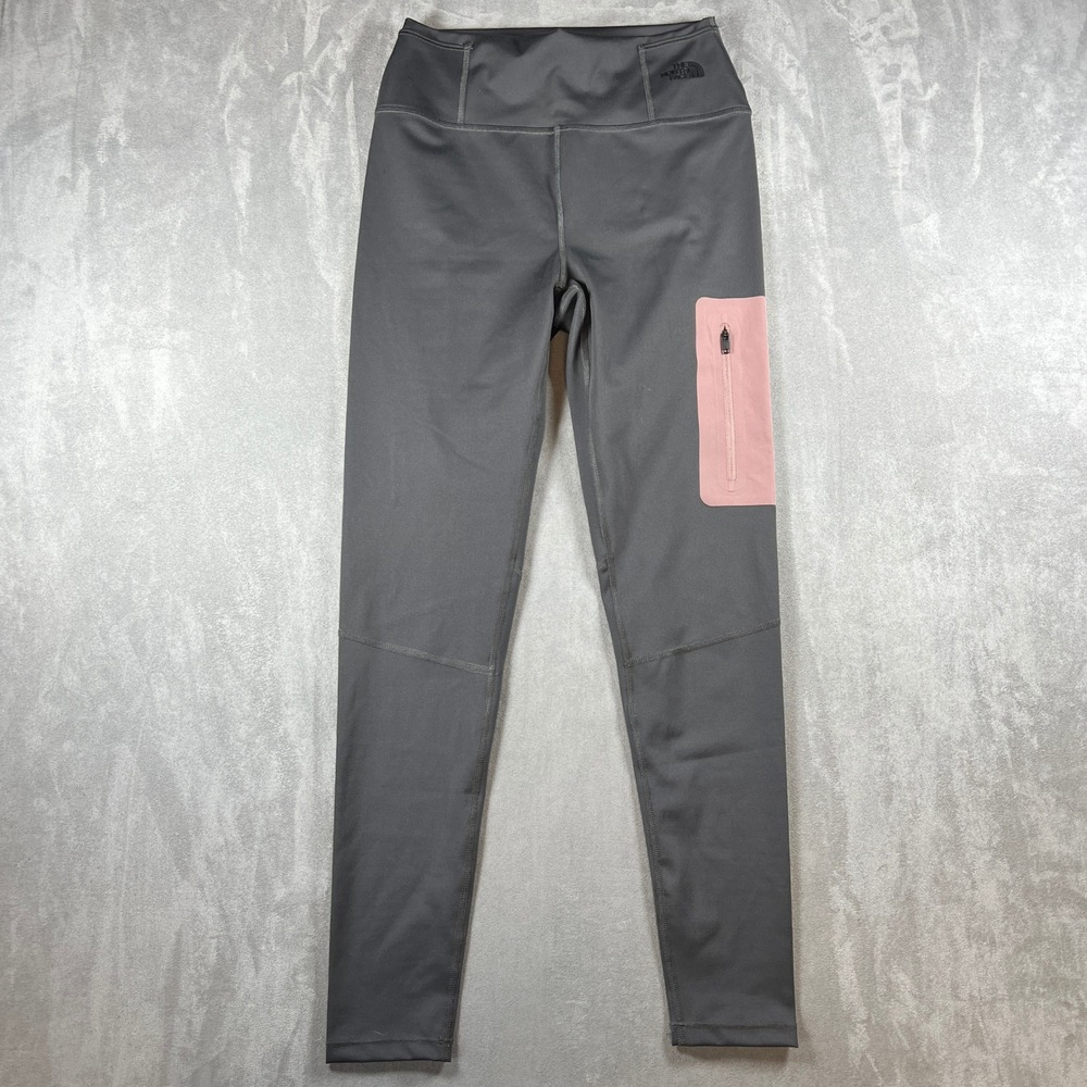 The North Face Womens Gray‎ High Waisted Hiking Leggings Pink Zip Pocket Small